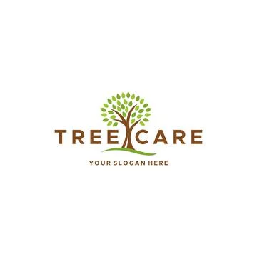 Minimalist TREE CARE leaves plants logo design Stock Illustration