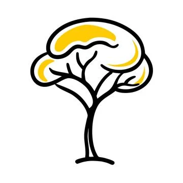 Minimalist Tree with Circular Canopy Vector Illustration Stock Illustration