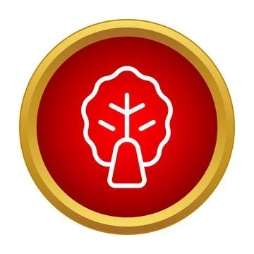 Minimalist tree icon in red and gold frame Stockillustratie