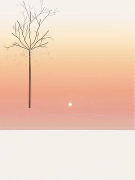 Minimalist Tree Landscape Illustration EXPENSIVE Illustration