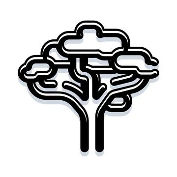 Minimalist tree line art with shadow effect Stock Illustration