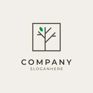 Minimalist tree logo design Stock Illustration
