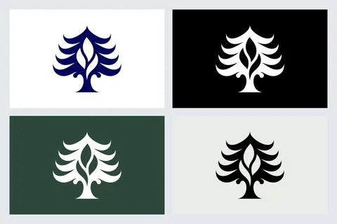 Minimalist Tree Logo Design Set Stock Illustration