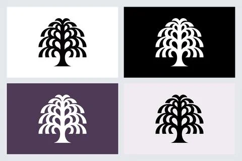 Minimalist Tree Logo Icon Set Ilustração Stock