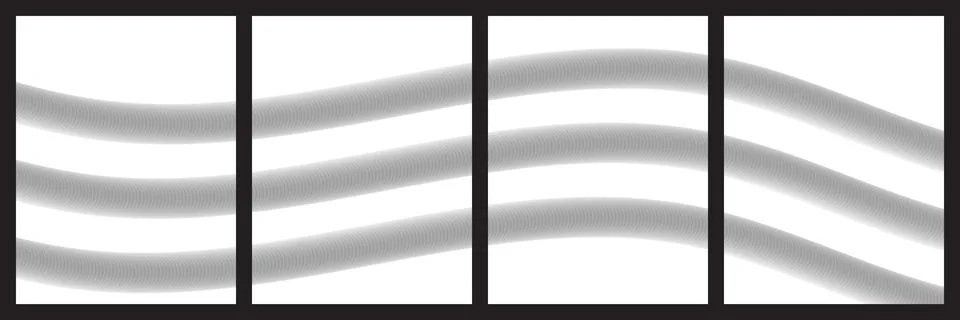 A minimalist triptych style digital artwork featuring three smooth, flowing g Stock Illustration