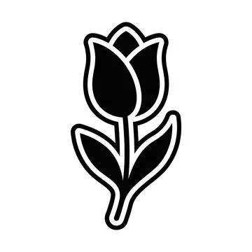 Minimalist Tulip Flower Vector Icon Isolated on a Plain White Background Ilustração Stock