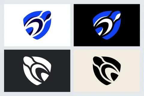 Minimalist Turtle Shield Logo Concept Set Illustration