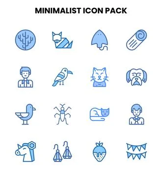 Minimalist Two Colour Vector Icons Pack Stock Illustration