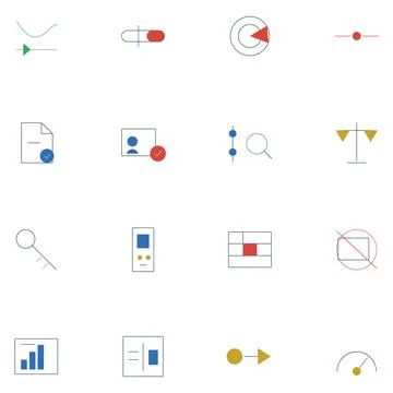 Minimalist UI and Data Visualization Icon Set 库存插图