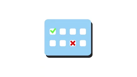 Minimalist UI Animation of a Checkmark on a Grid Card Video stock 346613846