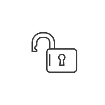 Minimalist unlocked padlock vector icon for security and access concept Stock Illustration