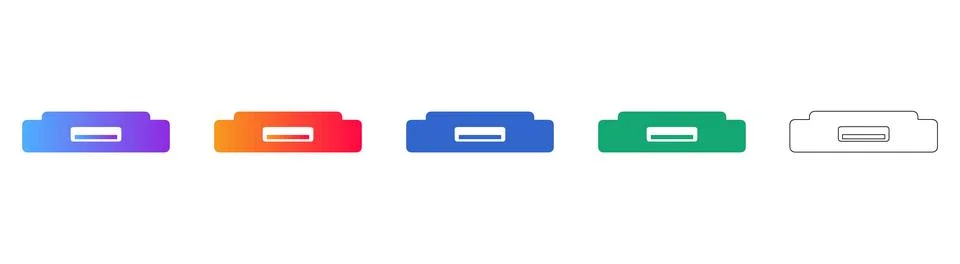 Minimalist USB Port Interface Icon Set Stock Illustration