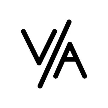 Minimalist VA slash icon for digital interface and professional branding. Stock Illustration