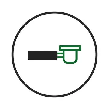 Minimalist vector art displaying the iconic portafilter symbol in simple li.. Illustrazione stock