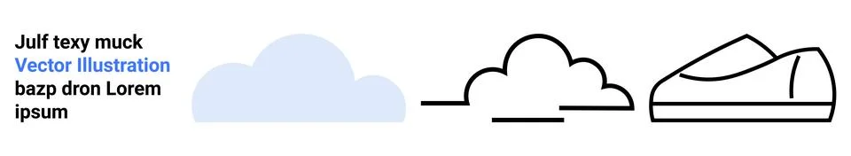 Minimalist Vector Art Featuring Cloud Shapes and Abstract Shoe Outline 스톡 일러스트