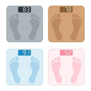 Minimalist Vector Bathroom Scale Set Isolated on White Background Illustrazione stock