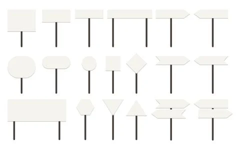 Minimalist Vector Blank Signpost and Directional Board Set Illustrazione stock