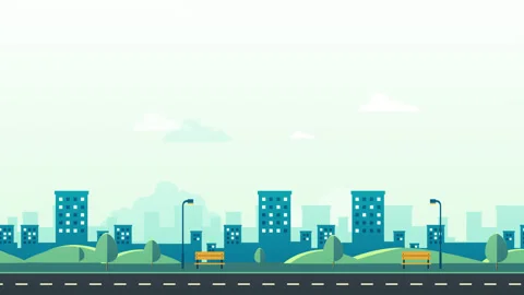 Minimalist vector cityscape background with flat building Stock Footage 333147027
