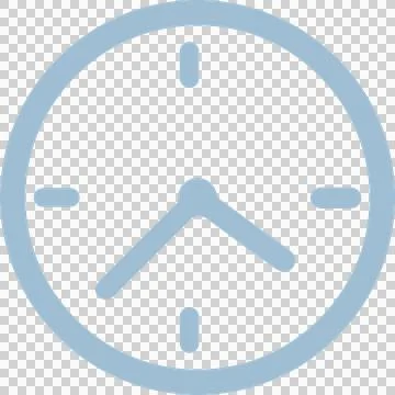 Minimalist vector clock showing blue frame with central hub, hands and markers, 스톡 일러스트