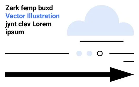 Minimalist Vector Design with Cloud, Lines, and Arrow Elements イラスト素材