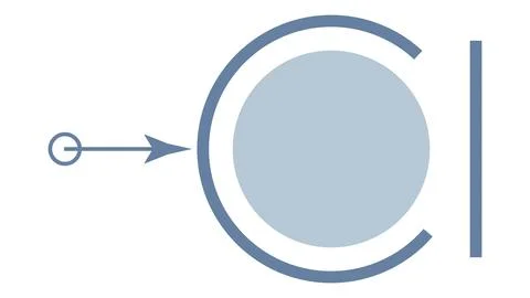 Minimalist vector design element featuring a curved arrow and circular shapes 스톡 일러스트