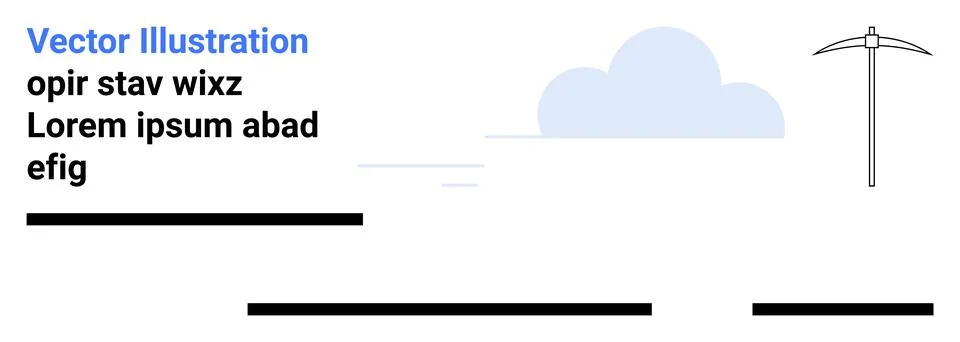 Minimalist Vector Design Featuring a Cloud, Crossbow, and Text Elements wit.. Illustrazione stock