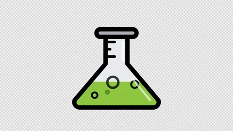 Minimalist Vector Erlenmeyer Flask With Glowing Green Bubbles Animation Stock Footage 343183735