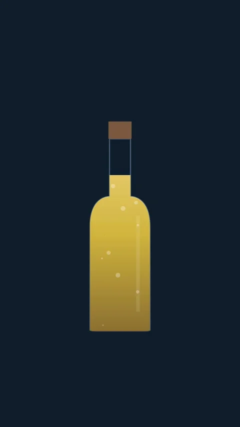 Minimalist vector graphic of elegant liquor or wine bottle on dark background Stock Footage 344948558