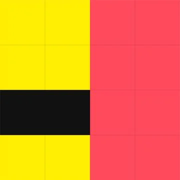 Minimalist vector graphic with vibrant yellow pink and black geometric bloc.. Stock Illustration
