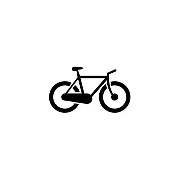 Minimalist vector icon of a bicycle with frame and two wheels. Stock Illustration
