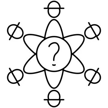 Minimalist vector icon depicting a group of people around a round table Stock Illustration