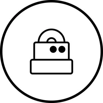 Minimalist vector icon depicting a safe box, inside a black circle outline Illustrazione stock
