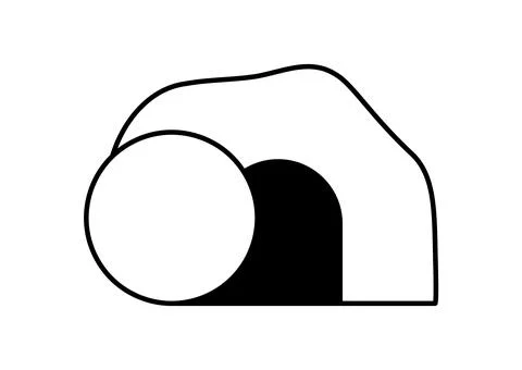 Minimalist vector icon depiction of an empty tomb with the stone rolled away Stock Illustration