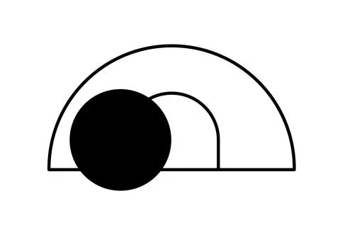 Minimalist vector icon depiction of an empty tomb with the stone rolled away Stock Illustration