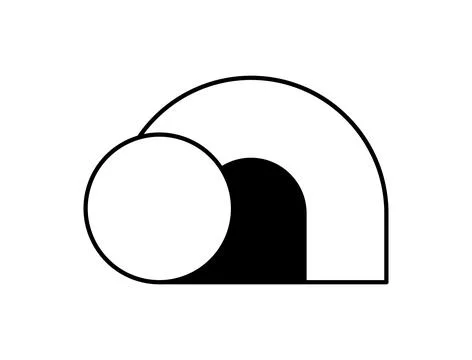 Minimalist vector icon depiction an empty tomb with the stone rolled away Stock Illustration