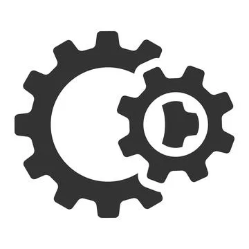Minimalist vector icon of interlocking gears representing teamwork, technolog Stock Illustration