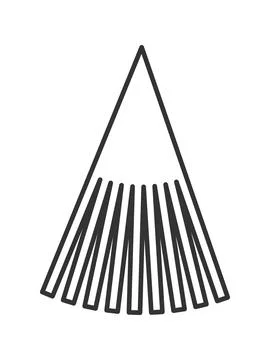 Minimalist vector icon of a leaf rake head, symbolizing autumn yard work, law Ilustración de archivo
