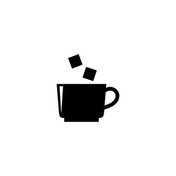 Minimalist vector icon of a modern coffee cup with sugar cubes Stock Illustration