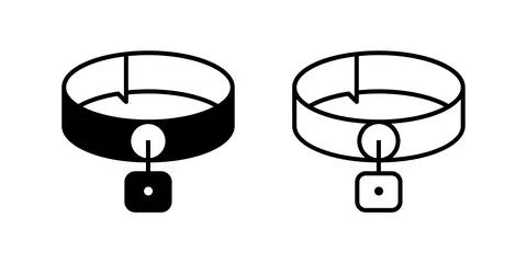A minimalist vector icon set depicting dog collars, suitable for pet care a.. Stock Illustration