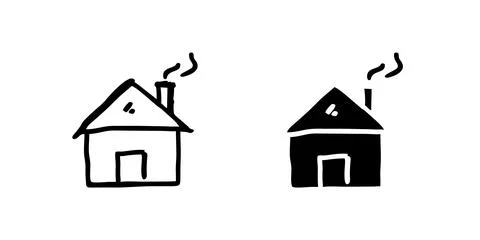A minimalist vector icon set depicting houses, perfect for home and real es.. Illustrazione stock