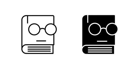 A minimalist vector icon set featuring a book with glasses, perfect for rea.. Stock Illustration