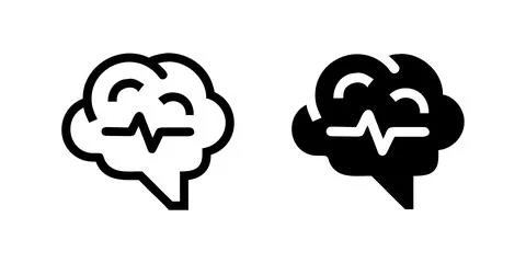 A minimalist vector icon set featuring a brain activity symbol, perfect for.. Stock Illustration