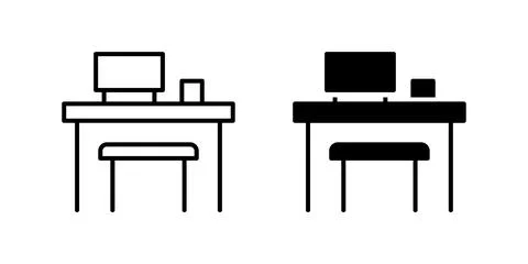 A minimalist vector icon set featuring classroom desks, perfect for educati.. Stock Illustration