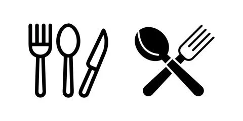 A minimalist vector icon set featuring cutlery, perfect for dining and kitc.. Stock Illustration