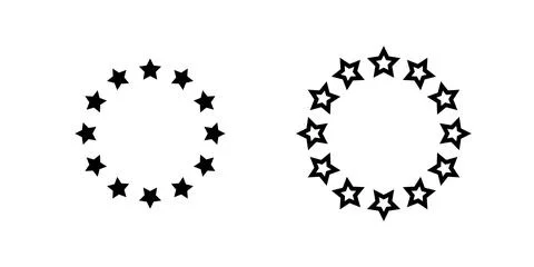A minimalist vector icon set featuring the European Union stars, perfect fo.. Stock Illustration