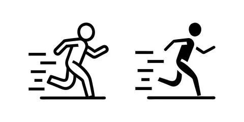 A minimalist vector icon set featuring fast running symbols, perfect for fi.. Illustrazione stock