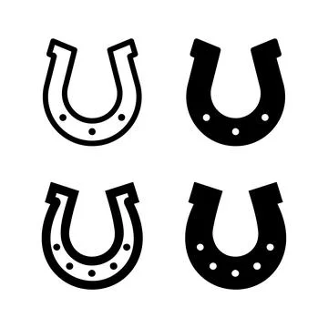 A minimalist vector icon set featuring horseshoes, perfect for luck and equ.. Stock Illustration