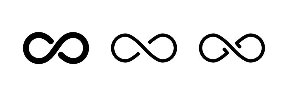 A minimalist vector icon set featuring infinity symbols, perfect for eterni.. Stock Illustration