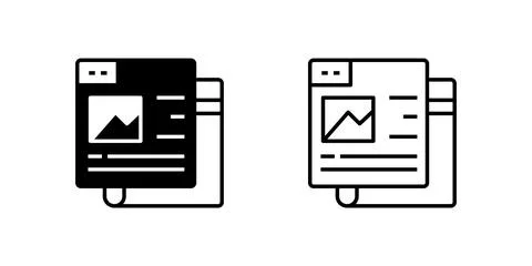 A minimalist vector icon set featuring news article symbols, ideal for jour.. Stock Illustration