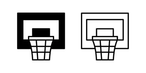 A minimalist vector icon set showcasing basketball hoops, suitable for spor.. Stock Illustration